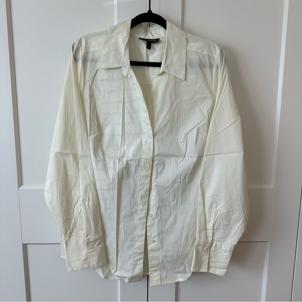 Lane Bryant Cream Off-White Tailored Button-Up Dress Shirt, size 16